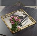 Mirror Vanity Tray, Gold Perfume Tray with Side Rails Ideal for Makeup, Jewelry  tray and vanity serving tray. 