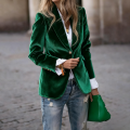 Autumn and winter new European and American gold velvet, elegant, slim, fake pockets. 