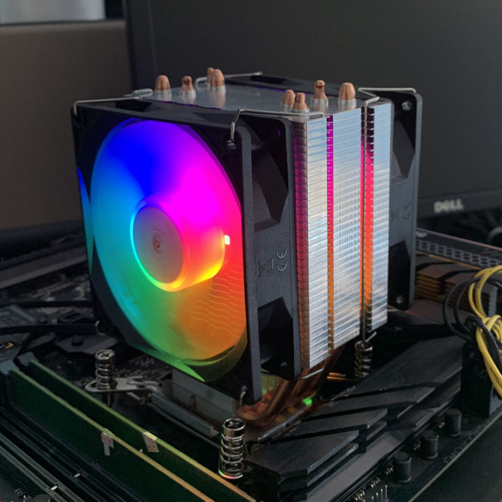 4 Heat Pipe RGB CPU Cooler 4PIN PWM Tower Silent PC Radiator For Intel ...