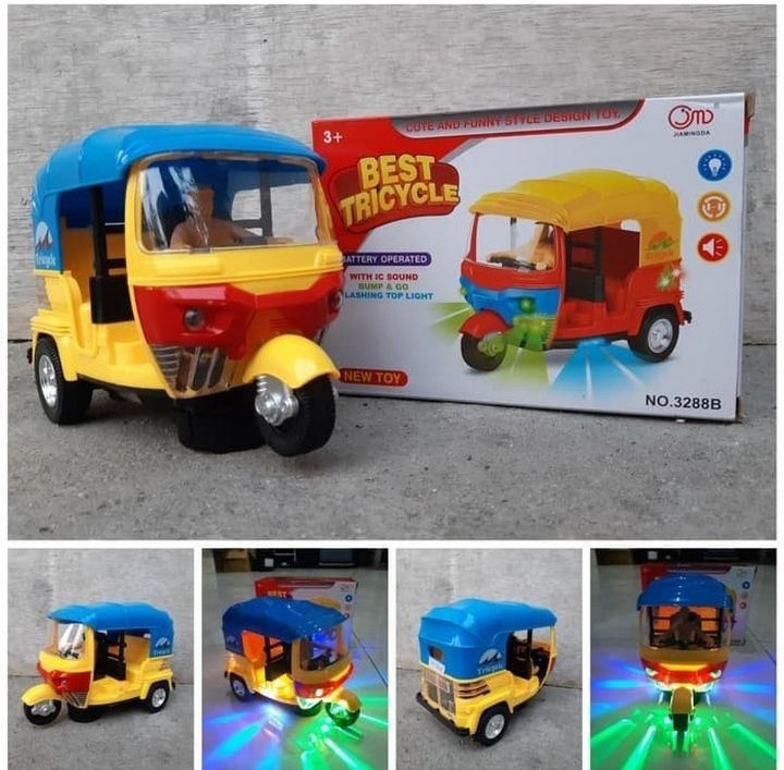 Musical Electric Tricycle Auto Rickshaw Toys For Kids and Boys - Battery Operated With Light and Music Toy Vehicles car