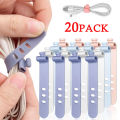 20/12/4PCS Cable Ties Cord Organizer Management Silicone Wire Holder Straps Zip Clips Reusable Tie Wraps Keeperwinder .