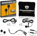 PowerDeWise Professional Grade 2 Lavalier Clip-On Microphones Set for Dual Interview - Double Lav Lapel Microphone 3.5mm. 