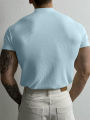 Spring Summer Fashion Men's T-Shirt Small High Collar Stripe Shirt Short Sleeve Fitness Top Leisure Sport T-Shirt Men Sportswear. 