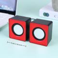 Mini USB Wired Desktop Computer Speaker Stereo Surround Audio with Microphone LED Light Portable Sound Box for PC Laptops Gaming.
