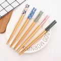 Japanese 5Pairs Bamboo Chopsticks for Sushi Non-Slip Food Sticks Hot Pot Reusable Chinese Chopsticks Tableware Kitchen Tools.