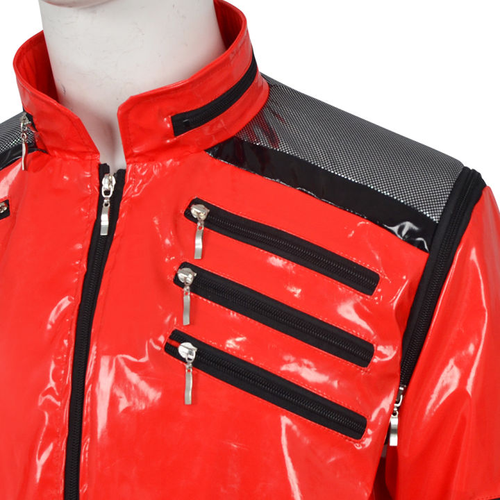 Man%20Red%20Jacket%20Cosplay%20Costume%20With%20Zippers%20Black%20Trimm%20Men's%20Classic%20For%20Michael%20Jackson%20Shows%20Wear%20Cosplay%20Clothes%20-%20Image%204