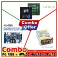 P6 RGB 7 Color LED module 32x32 Pixel + HD-WF1 WiFi Color Led Controller + 5V A Power Supply Combo Package for colorful LED Signboard Text Animation Effect Scrolling message Digital Clock.