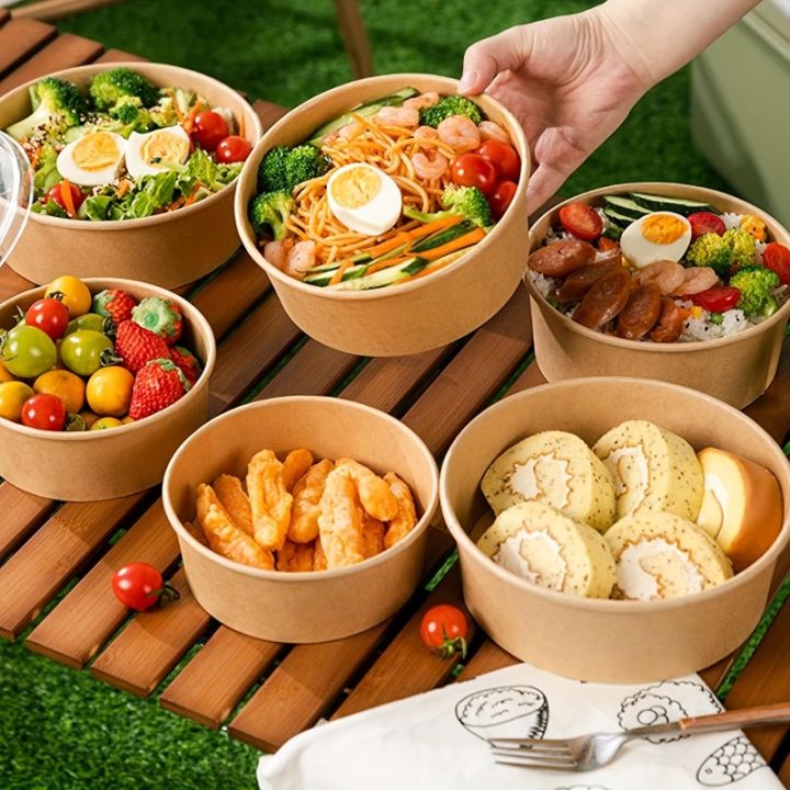 10/20PCS%20Disposable%20Covered%20Kraft%20Paper%20Bowl%20Fruit%20Salad%20Picnic%20Bento%20Takeaway%20Kitchen%20Packaging%20Box%20Circular%20Food%20Container%20-%20Image%204