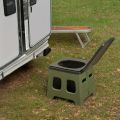 Portable Folding Toilet for Camping, Travel & Emergency Use - Odor-Resistant, Durable PP Material, Compact Design with Lid. 