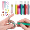 Crochet Hooks Set Blunt Knitting Needles Ergonomic Handle Colorful Crochet Hooks Kit 11 Sizes for Mom Grandma Gifts. 