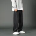 Men's Straight Jeans Spring Summer New Classic Style Elastic Waist Loose Drape Fashion Y2k Trousers Male Streetwear. 
