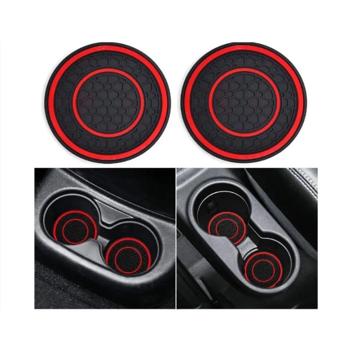 2Pcs%207cm/2.75inch%20Car%20Center%20Console%20Anti%20Slip%20Pad%20Easy%20Clean%20Dustproof%20Coaster%20Pvc%20Double%20Circle%20Honeycomb%20Pattern%20Car%20Interior%20-%20Image%205