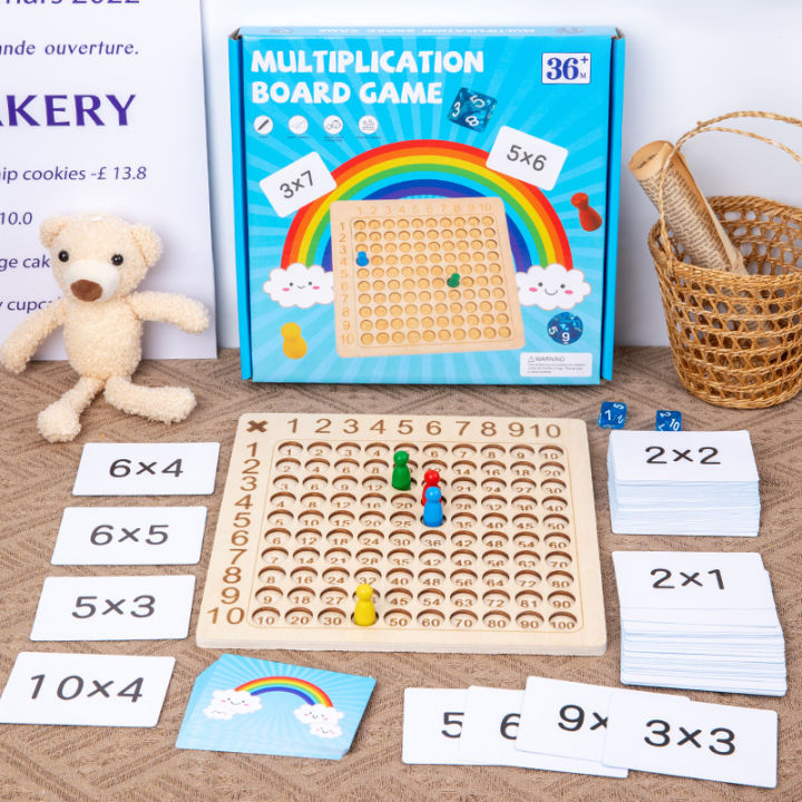 99 Multiplication Board Game Wooden Montessori Kids Learning ...