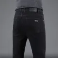 Spring Autumn New Men's Pure Black Slim Jeans Elastic Straight Pants Business Fashion Leisure Korean Vintage Denim Pants Male. 