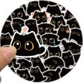 40PCS Cute Little Black Briquette Cat Stickers Waterproof Cartoon Decoration Laptop Cup Phone Suitcase Kids  Toy Decal. 