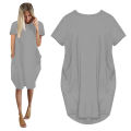 Plus Size Women Short Sleeve O-Neck Loose Casual Dresses.
