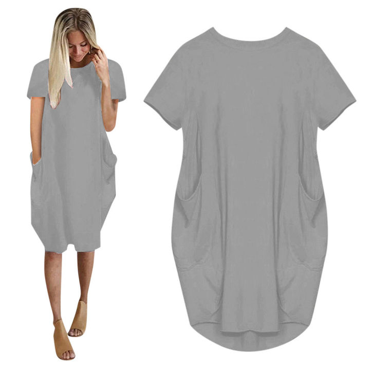 Plus%20Size%20Women%20Short%20Sleeve%20O-Neck%20Loose%20Casual%20Dresses%20-%20Image%204