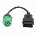 9 Pin Male Head to 16 Pin OBD2 Truck Diagnostic Scanner Cable Adapter for Cummins Diesel Engine. 