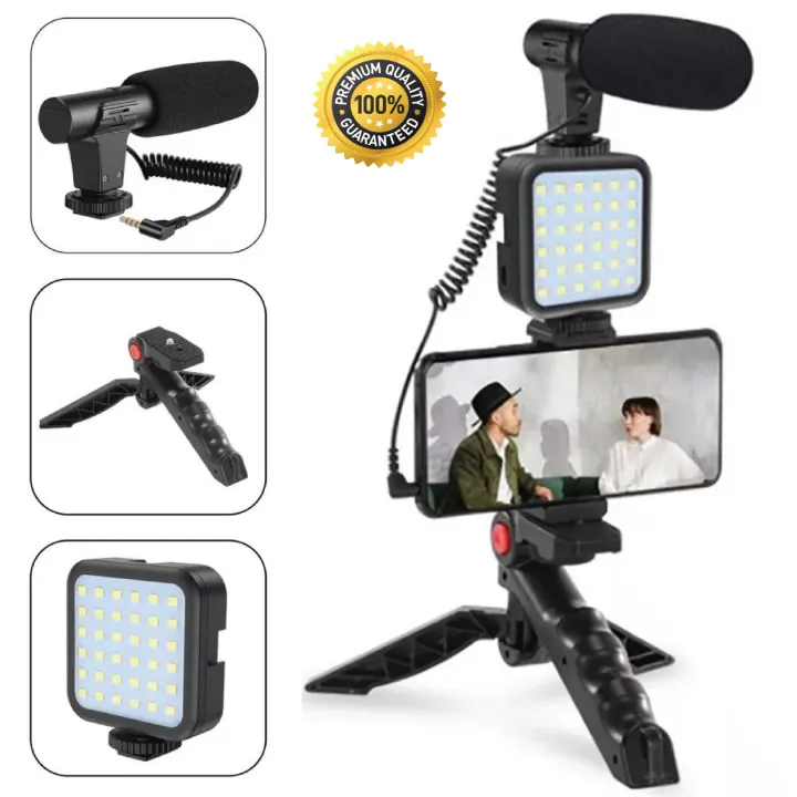 AY-49 Video Recording Kit with Microphone for Starter Kids Video Recording YouTube Tiktok Fitness Yoga with LED Flash Light Remote Controls
