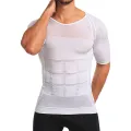 Men Body Shapers Fitness Elastic Abdomen Tight Fitting Short Sleeve Shirt Tank Tops Shape Underwear Slimming Boobs Shaping. 