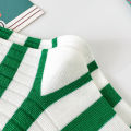 Children's socks in three pairs, spring and autumn style, simple and versatile, green striped socks for boys and girls. 