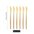 6Pcs Dinnerware Set Matte Gold Knife Fork Dessert Spoon Tableware Cutlery Set Stainless Steel Flatware Kitchen Dinner Set. 