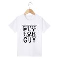 "Pretty Fly For A Little Guy" Letter Print Creative Child T-shirt Casual Lightweight Comfy Short Sleeve Crew Neck Tee Tops Kids.