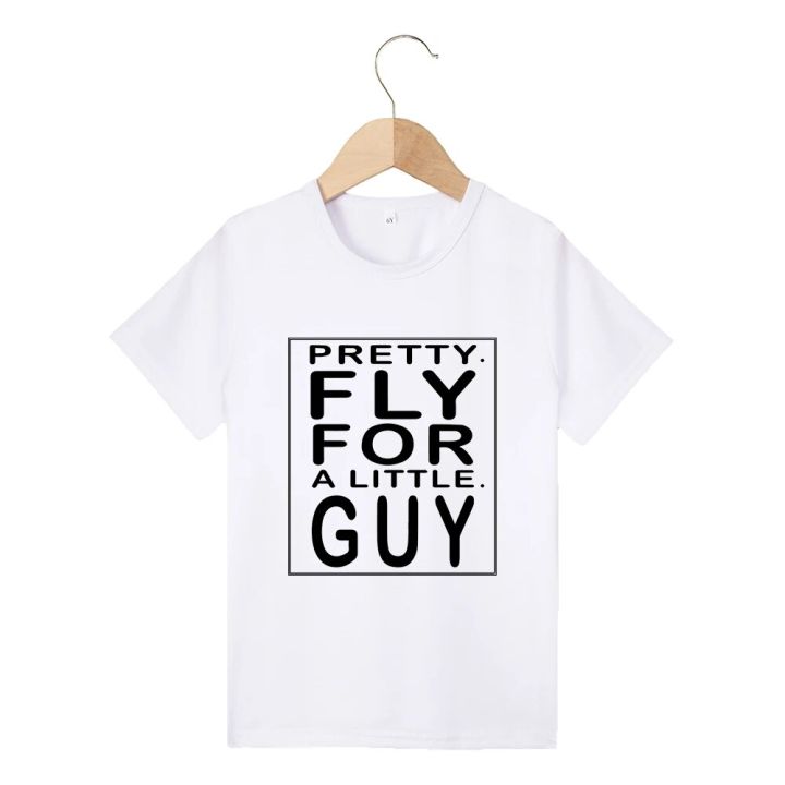 "Pretty Fly For A Little Guy" Letter Print Creative Child T-shirt Casual Lightweight Comfy Short Sleeve Crew Neck Tee Tops Kids