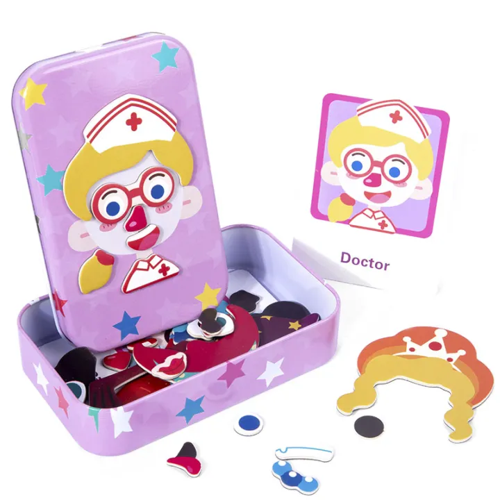 Magnetic%203D%20Puzzle%20Children%20Dress%20Up%20Change%20Facial%20Expression%20Game%20Iron%20Box%20Jigsaw%20Early%20Education%20Imagination%20Toys%20Girls%20%20-%20Image%202