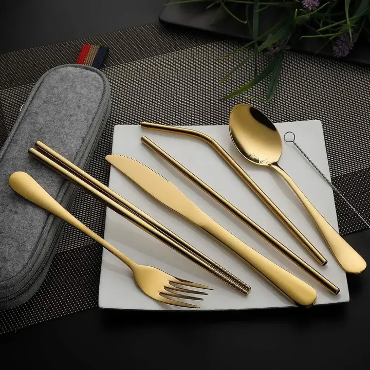8Pcs/set%20Tableware%20Reusable%20Travel%20Cutlery%20Set%20Camp%20Utensils%20Set%20with%20Stainless%20Steel%20Spoon%20Fork%20Chopsticks%20Straw%20Portable%20Case%20-%20Image%204