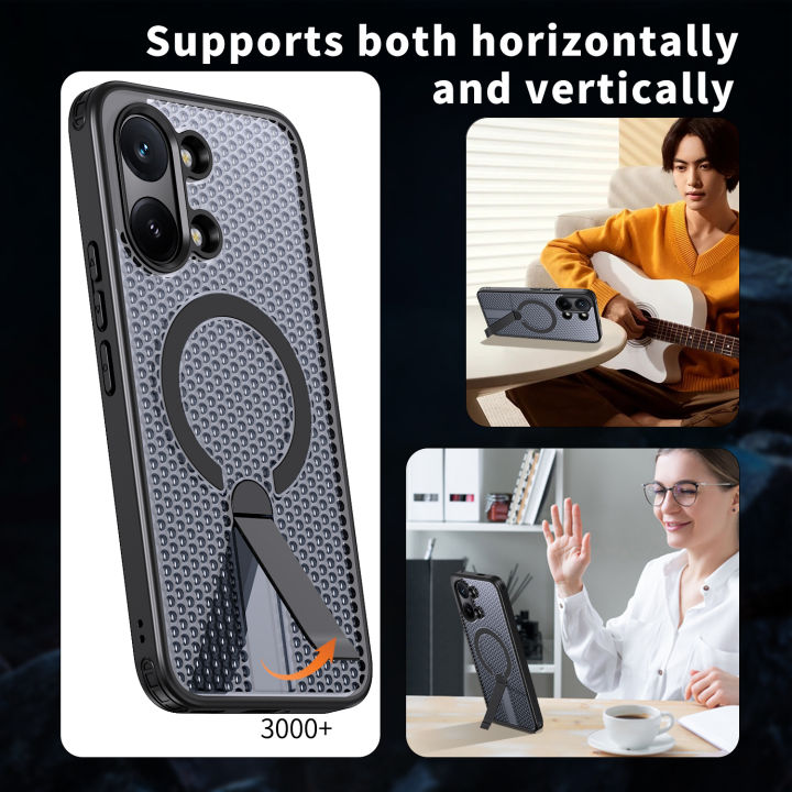 Cooling Heat Dissipation Armor Kickstand Holder Magnetic Case for Poco X8Pro Max X7 F8 Ultra M8 M6 Pro Heavy Duty Funda Cover