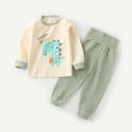 Autumn Baby Cotton 2-Piece Pajama Set Long Sleeve Top High Waist Pants Kids Sleepwear Home Clothes Outfit Boys Girls Underwear.