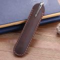 Retro Handmade Genuine Leather Pencil Bag Cowhide Metal Fountain Pen Holders Case Pouch Business Office s School Stationery.