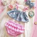 Newborn Baby Girl Flamingo Strap Tops Ruffle Shorts Sunsuit Summer 3pcs Outfits Set 0-24Month. 