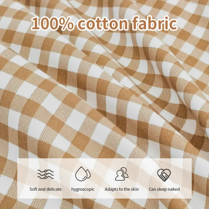 100%25%20Cotton%20Duvet%20Cover%20Set,Bedding%20Set%20With%20Plaid%20Stripe,Skin%20Friendly%20Breathable,1%20Duvet%20Cover,2%20Pillowcase,Japan%20Simple%20Style%20-%20Image%204