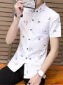 Korea Casual Cool men's shirt Short Sleeve Summer Cotton Slim Trend Shirt Large Size Cool Brand top New Arrival. 