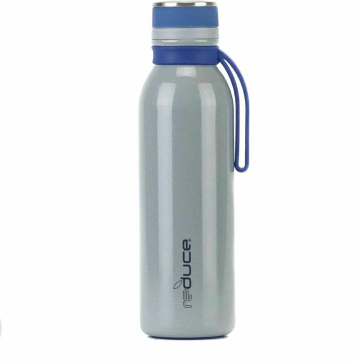 reduce Stainless Steel Vacuum Insulated Hydro Pro Bottle with Nonslip Rubber Base & Carrying Strap, 20oz - Tasteless and Odorless (Opaque Gloss Gray