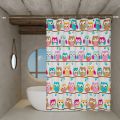 The Owl-Themed Dry-Wet Separation Partition Shower Curtain Has a Fresh Color and Creates a Childlike Bathroom Atmosphere.
