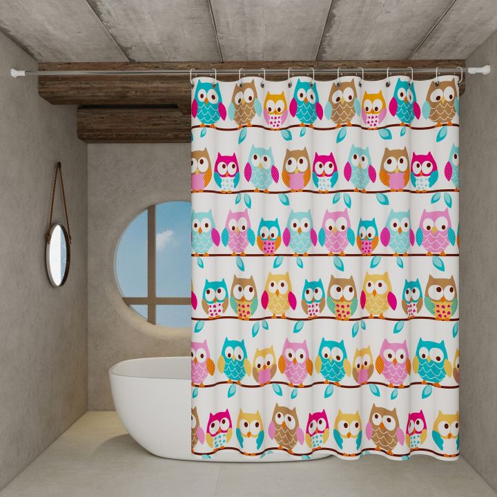 The%20Owl-Themed%20Dry-Wet%20Separation%20Partition%20Shower%20Curtain%20Has%20a%20Fresh%20Color%20and%20Creates%20a%20Childlike%20Bathroom%20Atmosphere%20-%20Image%202
