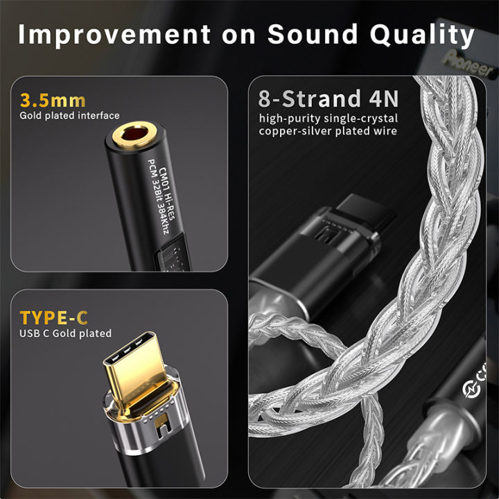 CCZ%20CM01%20USD%20C%20to%203.5mm%20Audio%20Adapter%208%20core%20Single%20Crystal%20Copper%20Silver%20Plated%20Cable%2032bit%20CX31993+MAX97220%20DAC%20Chip%20Audio%20-%20Image%205