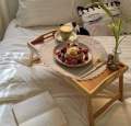 wooden bed table. 
