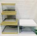 Set of 3pcs Transparent Gift Box / Transparent Square Cake Box For Birthday & Happy Anniversary. 