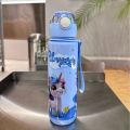 700ml Cute & Durable Cartoon Space Cup with Hand-held Ring BPA-Free High Temperature Resistant Portable Outdoor Water Bottle.