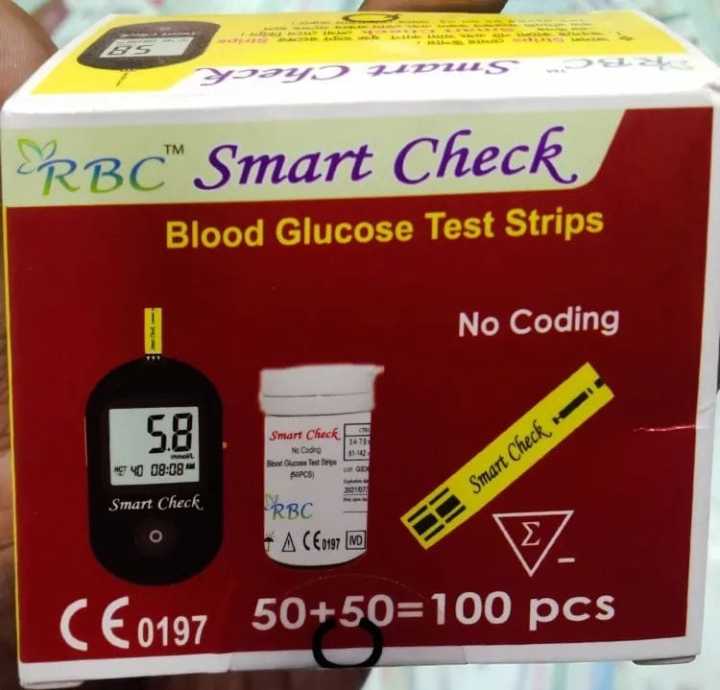 RBC Smart Check Blood Glucose Test Strips 50+50=100pcs Smart Check ...