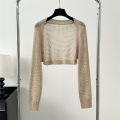 Crochet Knit Crop Cardigan Summer Beach Bikini Cover Up Long Sleeve Open-Front Bolero Sweater Shrug Top Women Vacation Outfit. 