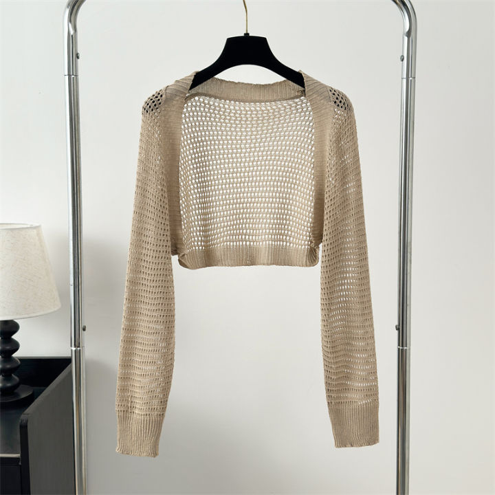 Crochet%20Knit%20Crop%20Cardigan%20Summer%20Beach%20Bikini%20Cover%20Up%20Long%20Sleeve%20Open-Front%20Bolero%20Sweater%20Shrug%20Top%20Women%20Vacation%20Outfit%20-%20Image%203