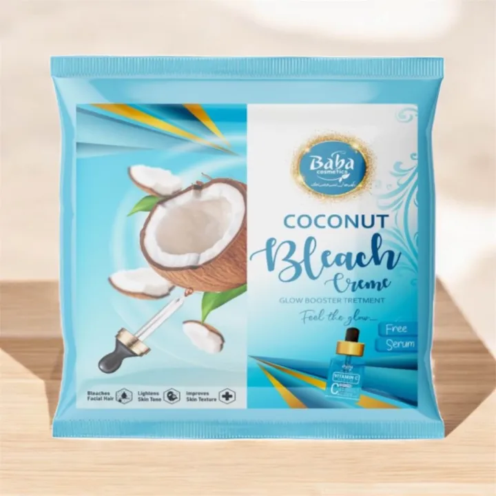 Baba%20Cosmetics%20Coconut%20Bleach%20Cream%20Sachet%20Pack%20With%20Free%20Serum%20(Pack%20Of%205%20Sachets)%20-%20Image%203