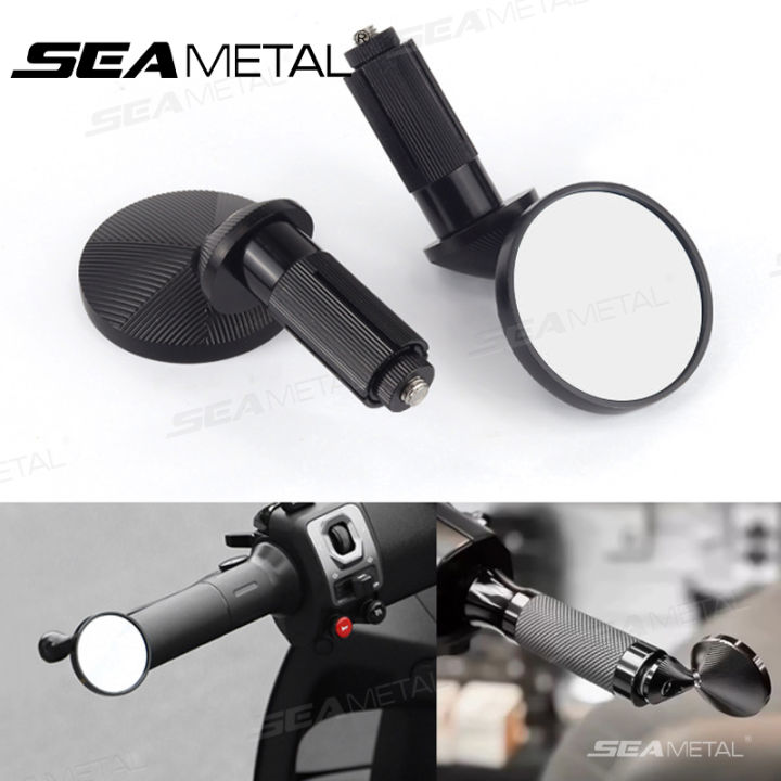 SEAMETAL Motorcycle Handlebar Rearview Mirror Handlebar Extended Rear View Mirror Blind Spot Wide View Safety Adjustable Mirror