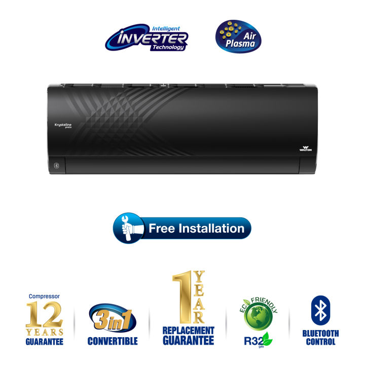 Walton Inverter AC 1.5 Ton WSI-KRYSTALINE (PRETO)-18M [BLUETOOTH]