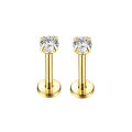 2pcs Stainless Steel Piercing Tragus Stud Earrings, Crystal Labret Small Ear Stud Helix Cartilage Earring for Women Body Jewelry. 